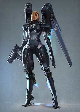 Sci-fi Soldier with Wings and Guns