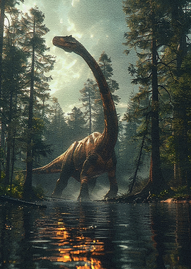 Brachiosaurus in a Lush Forest
