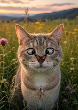 Cat with Butterfly on Nose