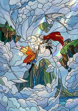 Stained Glass Sky Children Art