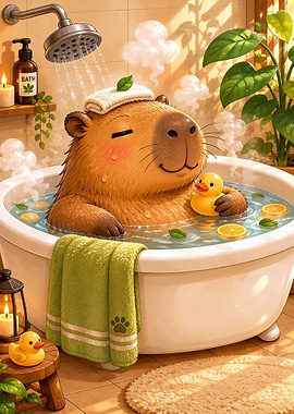 Capybara Enjoying a Relaxing Bath