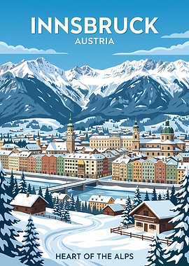 Innsbruck Austria Winter Travel Poster