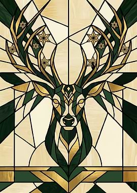 Stained Glass Deer with Stars