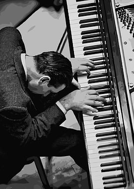 Pianist playing a grand piano