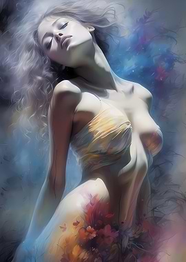 Ethereal Woman with Flowers