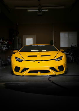 Yellow Lamborghini in Garage