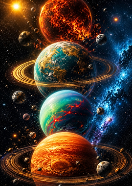 Cosmic Planets and Nebulae