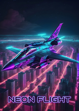 Neon Flight Over Cyberpunk City