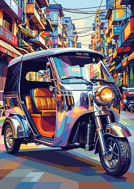 Colorful Tuk-Tuk in a City Street