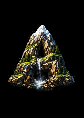 Mountain Landscape with Waterfall