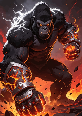 Fiery Gorilla Warrior