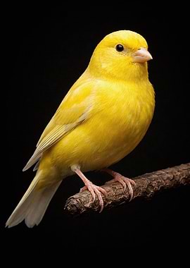 Bright yellow canary perched on a branch