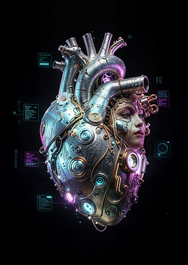 Steampunk Heart with Human Face