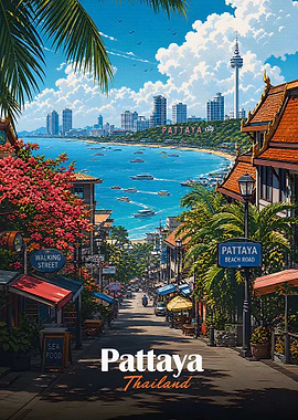 Pattaya Cityscape with Beach Road