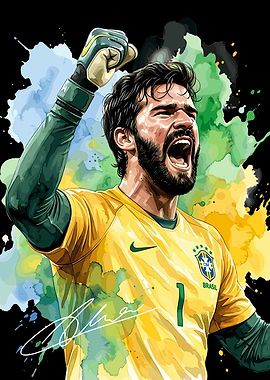 Alisson Becker Brazil Goalkeeper Celebration