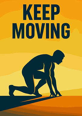 Keep Moving Runner Motivation Poster Dynamic Sports Wall Art