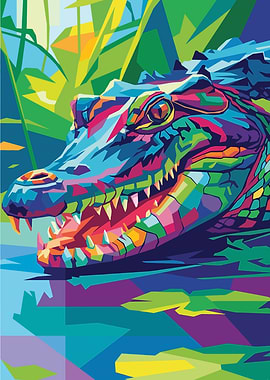 Colorful Alligator in Water