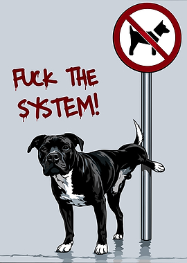 Dog peeing on no dogs sign