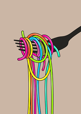 Colorful Spaghetti on a Fork