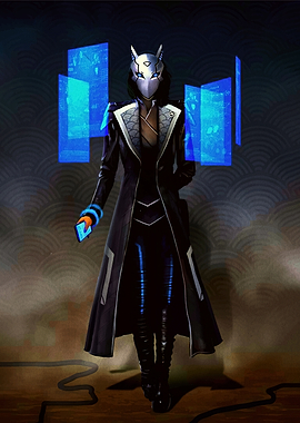 Cyberpunk Fox Mask Character