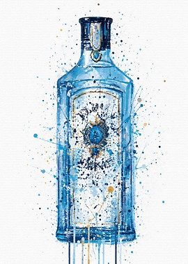 Bombay Sapphire Gin Bottle Splatter Art