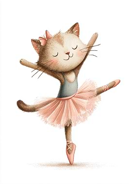 Cute Ballerina Cat in Pink Tutu - Ballet Kitty