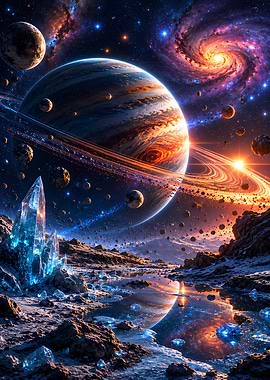 Alien Planet Landscape with Gas Giant