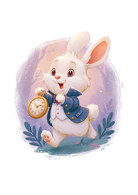 Cute White Bunny with Pocket Watch