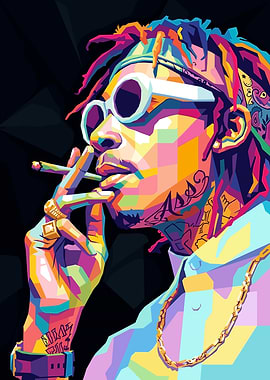 Colorful Portrait of Wiz Khalifa Smoking