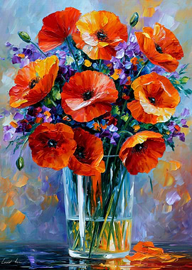 Vase of Red Poppies