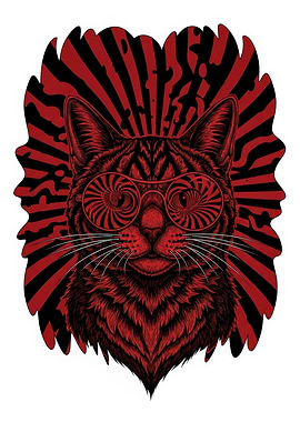 Psychedelic Cat with Glasses