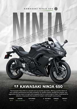 sleek black Kawasaki Ninja 650 Motorcycle