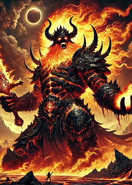 Fiery Giant Warrior with Sword