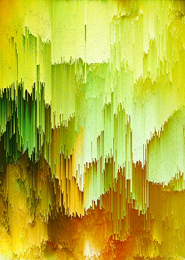 Abstract Glitch Art with Yellow and Green Tones