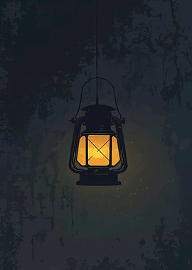 Hanging Lantern in Dark Forest