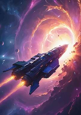 Spaceship entering a wormhole