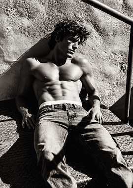 Muscular Shirtless man in Jeans