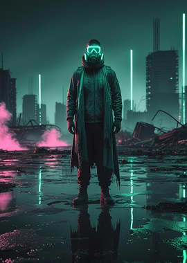 Neon Warden — Cyberpunk Survivor in a Ruined Neon City