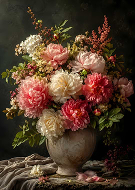 Peony Floral Arrangement in Vase