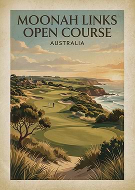 Moonah Links Open Course Vintage Poster