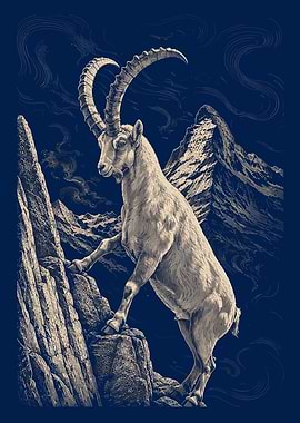 Alpine Ibex Climbing Mountain