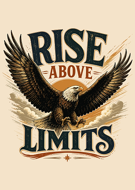 Rise Above Limits Bald Eagle Motivational Poster Patriotic Wall Art