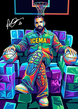 Drake as Iceman with Basketballs
