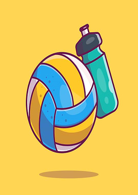 Volleyball and Water Bottle
