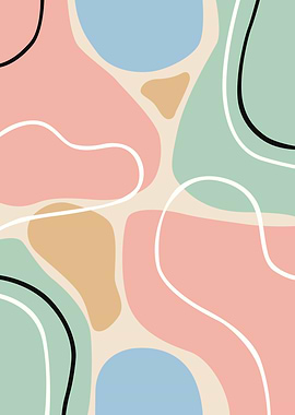 Abstract Organic Shapes with Lines