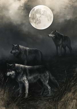 Wolves under the full moon