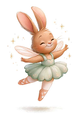 Cute Bunny Ballerina Fairy in Sage Green Tutu