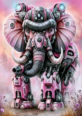 Steampunk Pink Elephant Robot