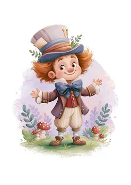 Cute Mad Hatter Boy in a Magical Forest