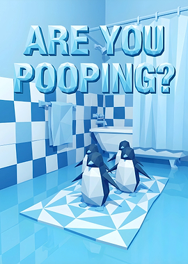 Are You Pooping? Penguins in Bathroom Funny Toilet Humor